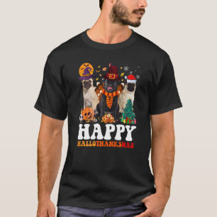 Pug Halloween Thanksgiving Christmas Happy Halloth T-Shirt