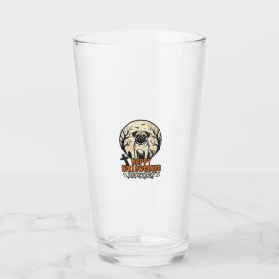 Pug Halloween Trick or Treat Vintage Engraving Des Glass
