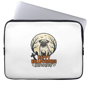 Pug Halloween Trick or Treat Vintage Engraving Des Laptop Sleeve