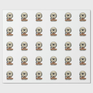 Pug Halloween Trick or Treat Vintage Engraving Des Wrapping Paper