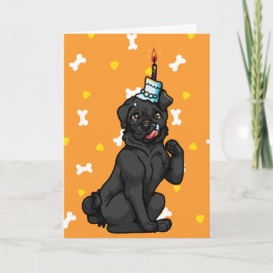 Pug Happy Birthday Cake - Black Card