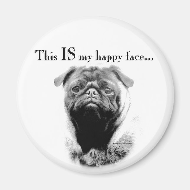 Pug Happy Face Magnet (Front)