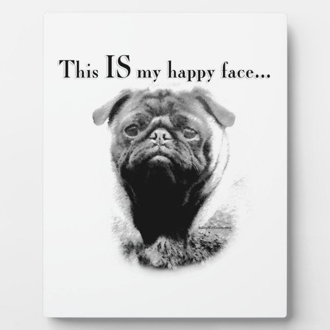 Pug Happy Face Plaque (Front)