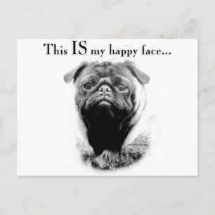 Pug Happy Face Postcard