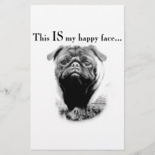 Pug Happy Face Stationery