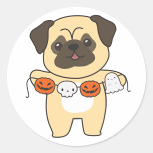 Pug Happy Halloween Dog Costume Classic Round Stic Sticker