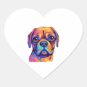 Pug Head Face Pug Owner Pug Lover Pop Art      Heart Sticker