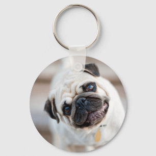 Pug Head Tilt Key Ring