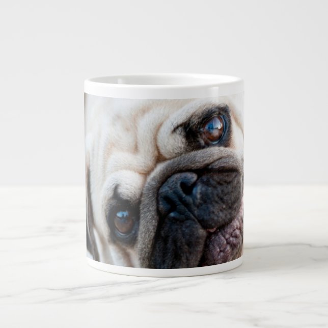 Pug Head Tilt Large Coffee Mug (Front)