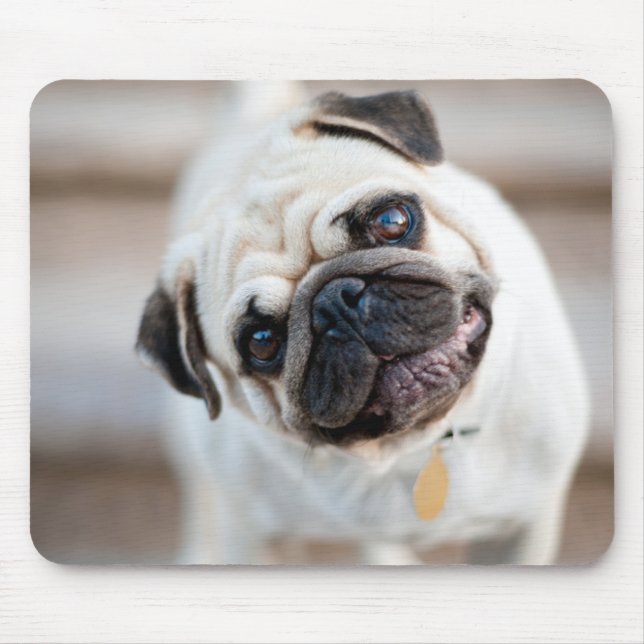 Pug Head Tilt Mouse Mat (Front)