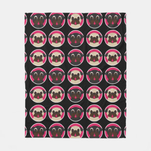 Pug Heads Fleece Throw Blanket
