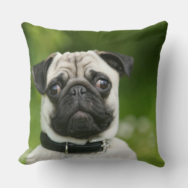 Pug headshot cushion (Front)