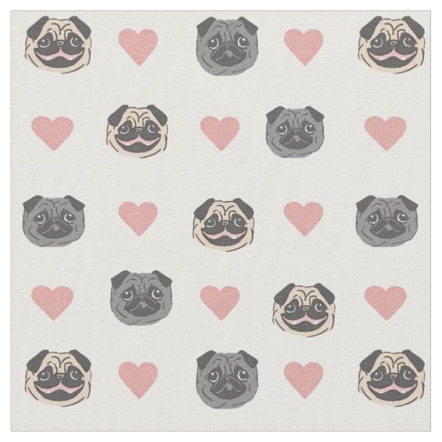 pug heart fabric (Close Up)