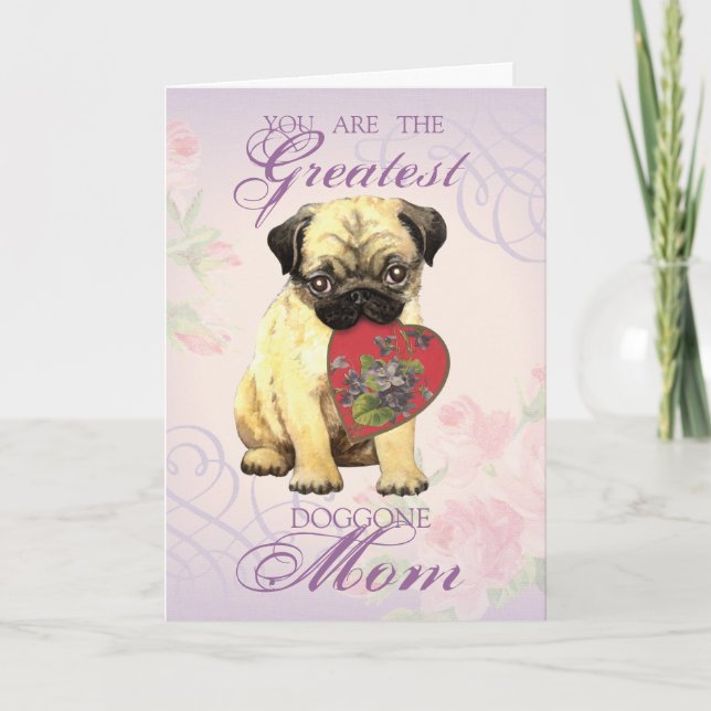 Pug Heart Mum Card (Front)