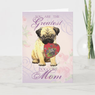 Pug Heart Mum Card