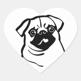 Pug Heart-Shaped Stickers