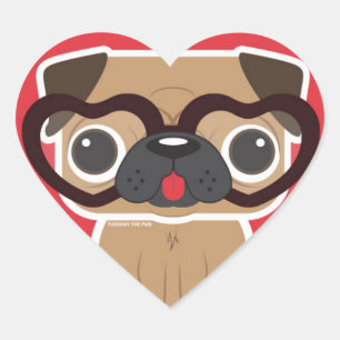Pug Heart Sticker