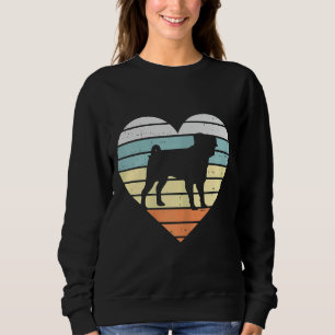 Pug Heart Sunset Retro Animal Pet Dog Lover Owner  Sweatshirt