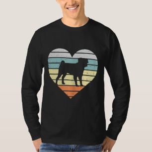 Pug Heart Sunset Retro Animal Pet Dog Lover Owner T-Shirt