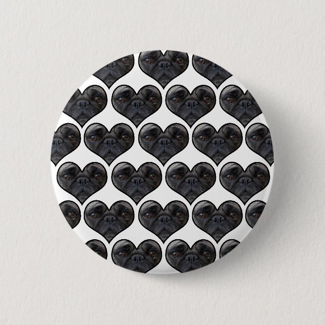 Pug Hearts 6 Cm Round Badge (Front)
