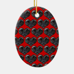 Pug Hearts Ceramic Tree Decoration