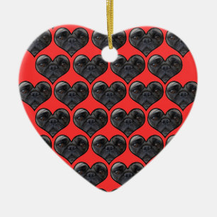 Pug Hearts Ceramic Tree Decoration