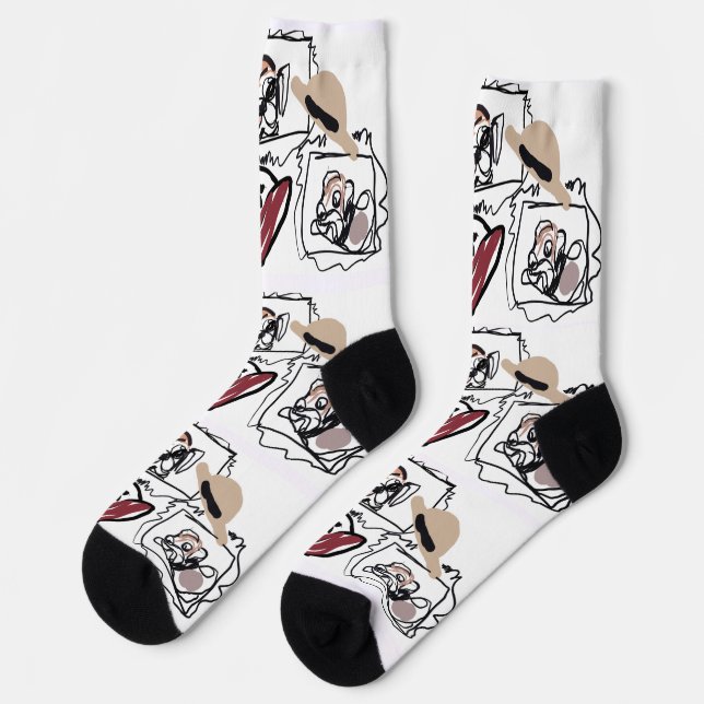 Pug hearts  socks (Left)