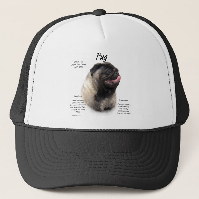 Pug History Design Trucker Hat (Front)