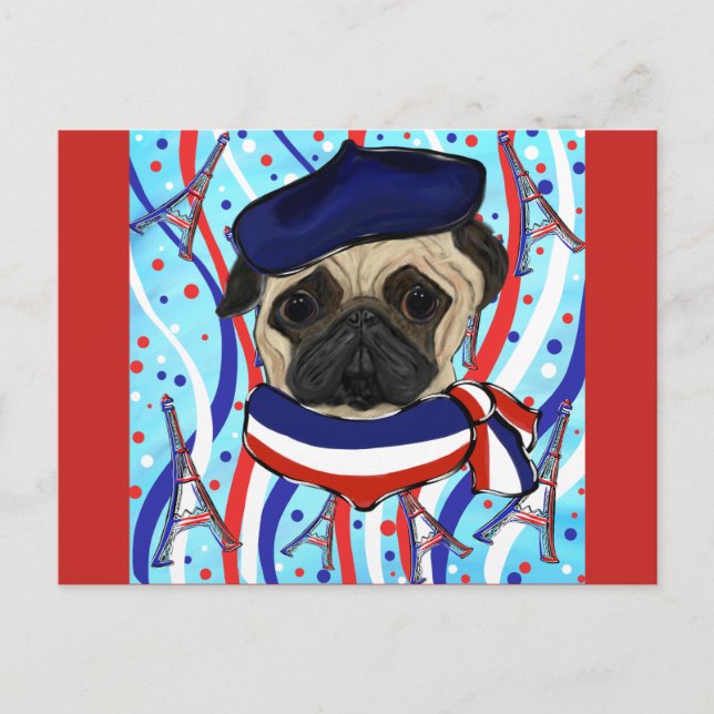 Pug Holiday Postcard (Front)