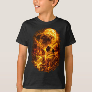 Pug howling at moon dramatic full moon  T-Shirt