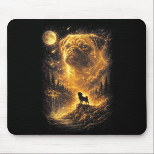 Pug howling moon vintage 90s dog meme dog lover mouse mat
