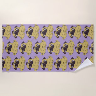 Pug hug beach towel
