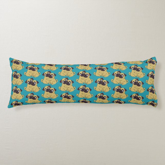 Pug hug Blue, Body Cushion (Front)
