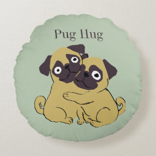 Pug hug round cushion