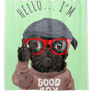 Pug I Am A Good Boy, Pug Lover Gift, Funny Pug Shower Curtain