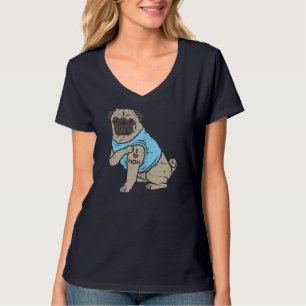 Pug I Love Mum Cute Animal Pet Dog Lover Owner Wom T-Shirt