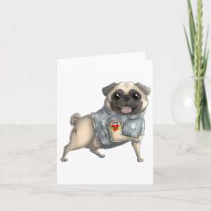 Pug I Love Mum Tattoo Dog Shirt Funny Mothers Day  Card