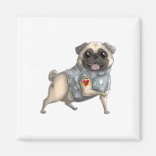 Pug I Love Mum Tattoo Dog Shirt Funny Mothers Day Magnet