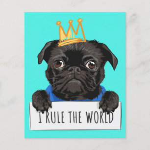 Pug I Rule The World Gift, Funny Pug Lover Gift Flyer