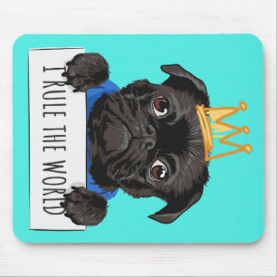 Pug I Rule The World Gift, Funny Pug Lover Gift Mouse Mat
