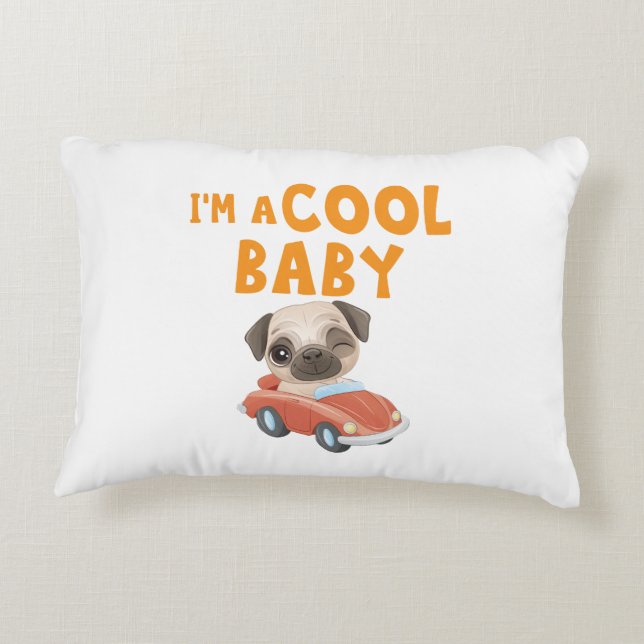 Pug I'm a Cool Baby Decorative Cushion (Back)