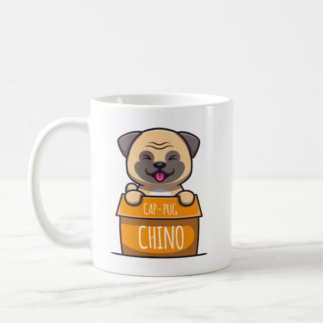 Pug in a Cup – Cap-Pug-Chino  (Left)