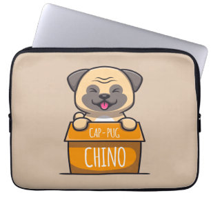 Pug in a Cup – Cap-Pug-Chino Laptop Sleeve