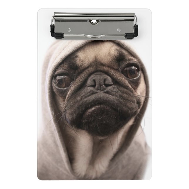 Pug In A Hoodie Mini Clipboard (Front)
