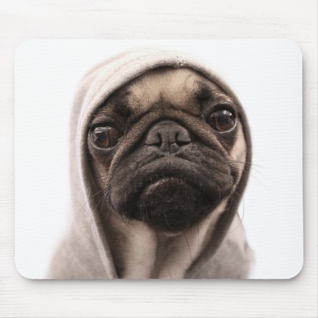 Pug In A Hoodie Mouse Mat (Front)