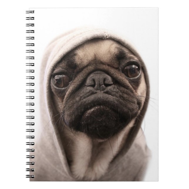 Pug In A Hoodie Notebook (Front)