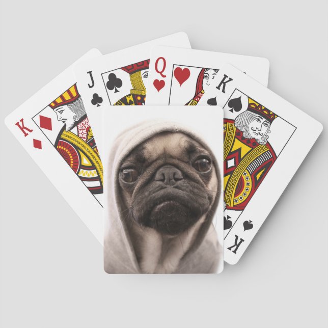 Pug In A Hoodie Playing Cards (Back)
