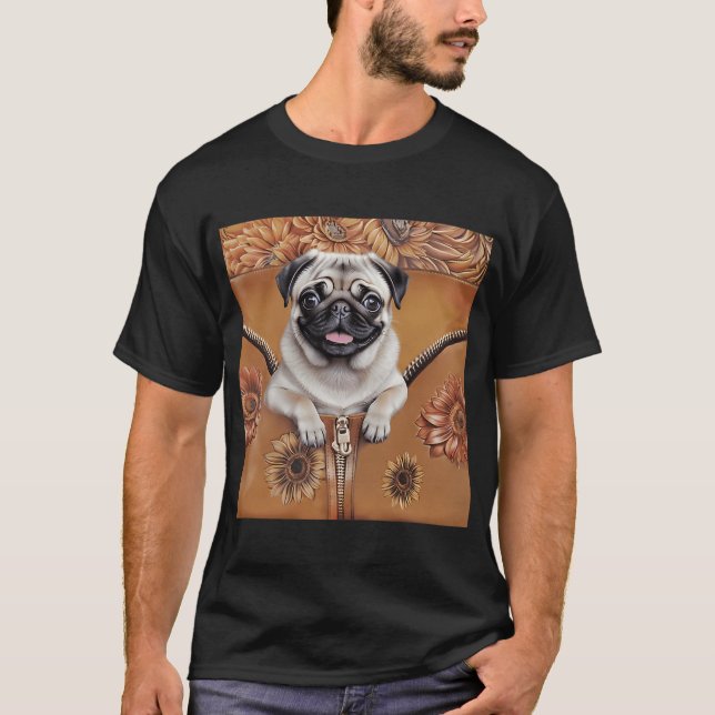Pug in a Sunflower Purse T-Shirt (Front)