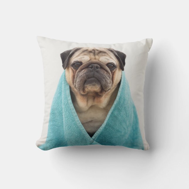Pug in a Towel Cushion (Front)