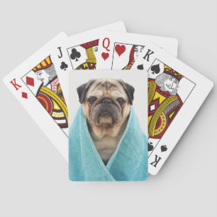 Pug in a Towel Playing Cards